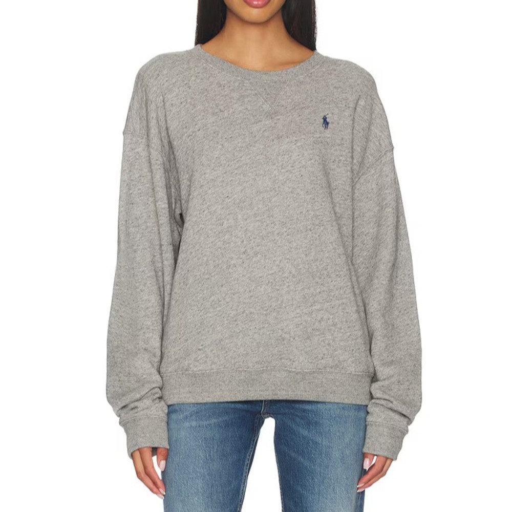 Polo Ralph Lauren Women's 90's Heather Gray Fleece Sweatshirt Medium
